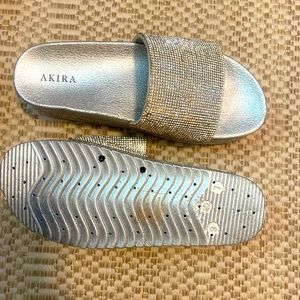 Akira platform slides silver size 9